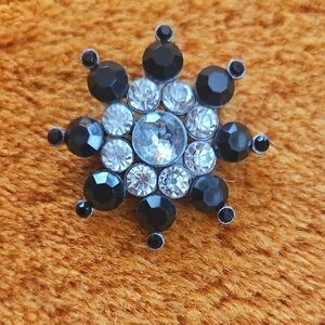 Vintage Black and Silver Crystal Brooch